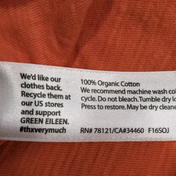 Eileen Fisher Short Sleeve Tee T Shirt XS Orange Minimalist Sustainable #585 - Picture 4 of 9